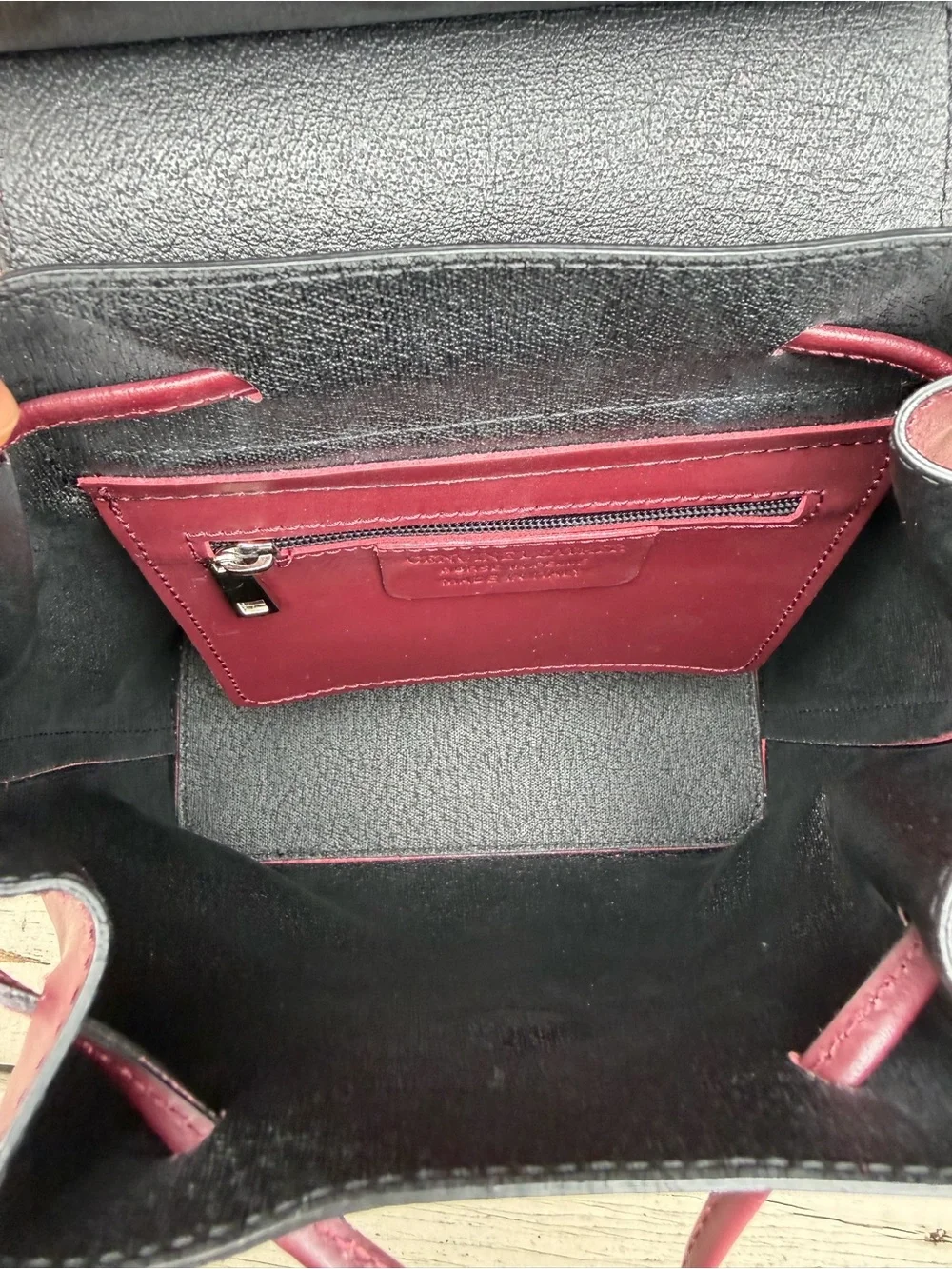 Stella Dutti Burgundy Drawstring Backpack Bag